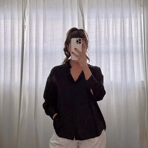 Zara Black Blouse with Silk Texture